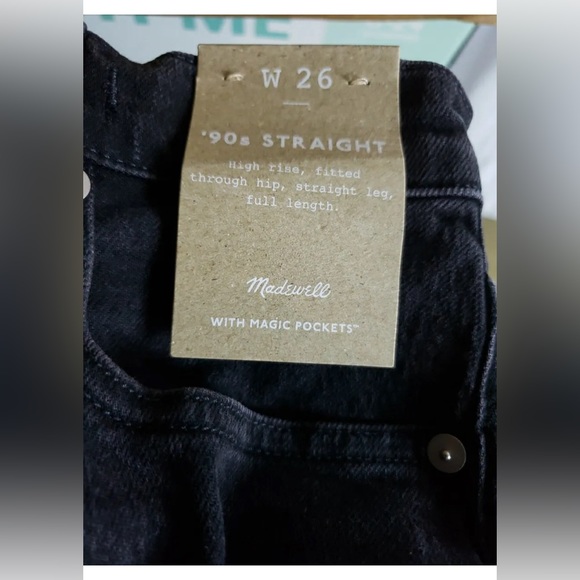NWT Madewell Women's The 90's Straight Jeans - Belmere Wash Black Size 26 - Picture 3 of 6